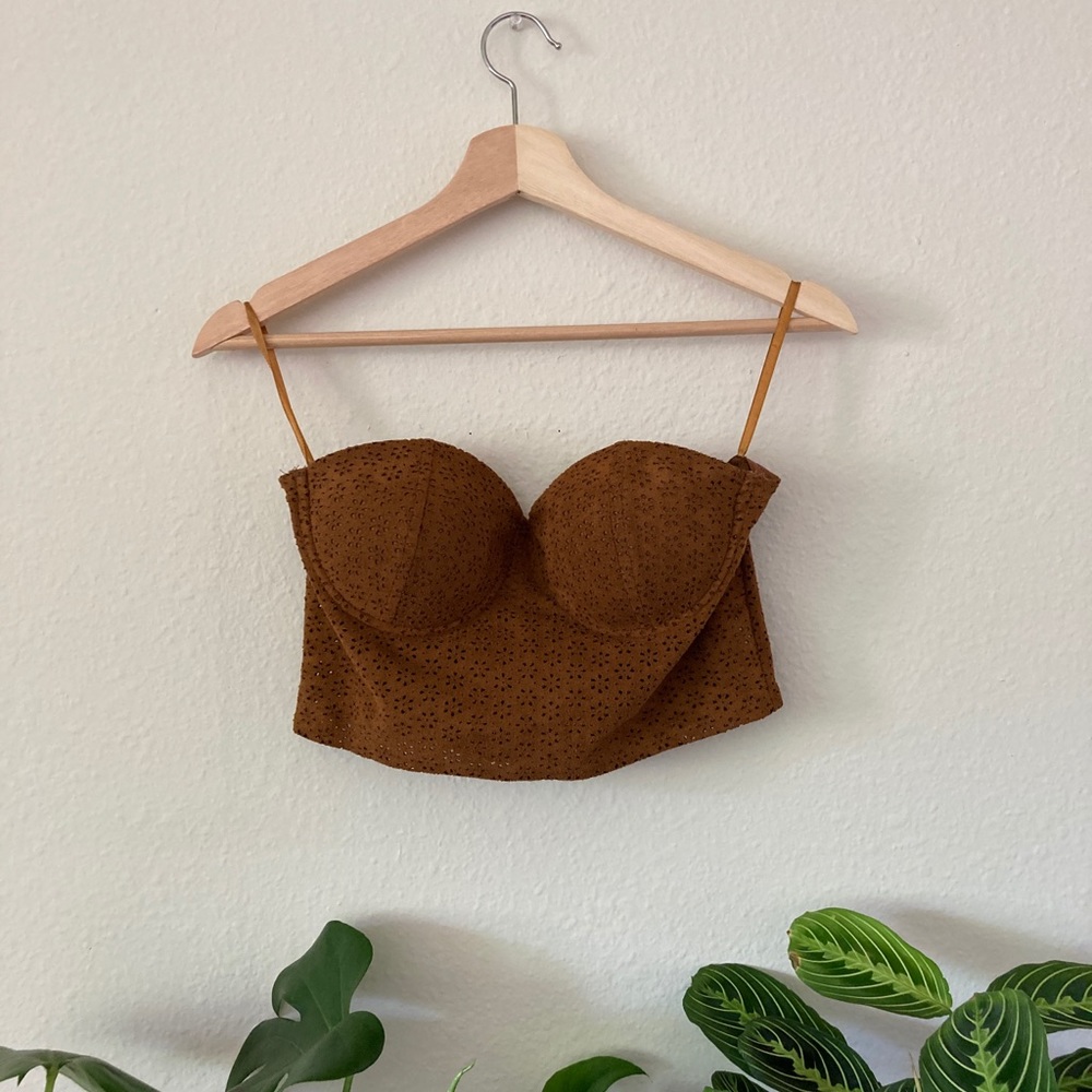 Charlotte Russe brown strapless crop top